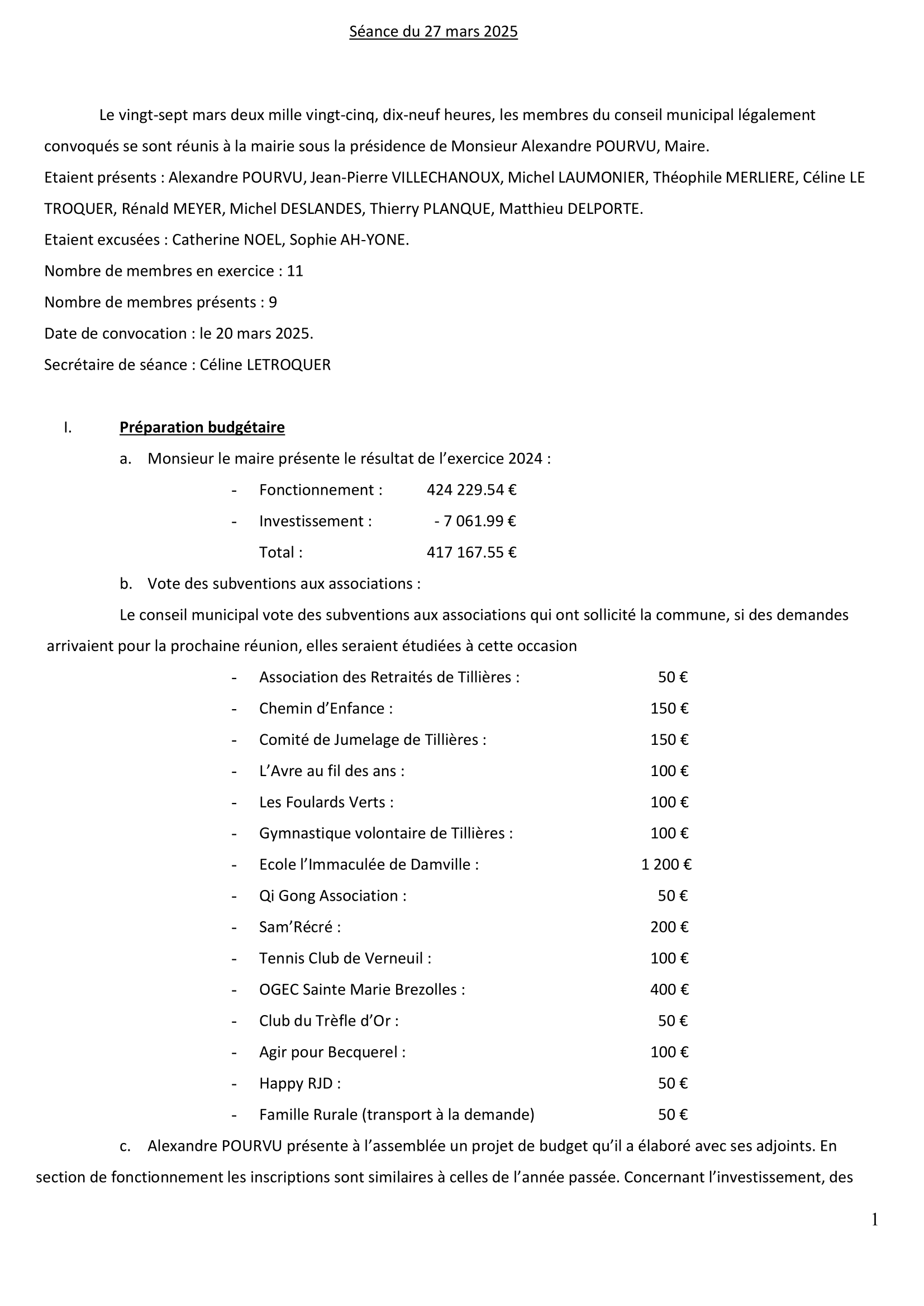 Compte rendu du dernier conseil municipal