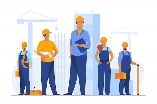 équipe d'ouvrier sur un chantier