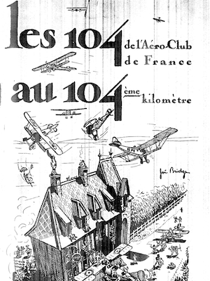 Illustration de l’Hostellerie du Bois-Joly survolée par des avions.
