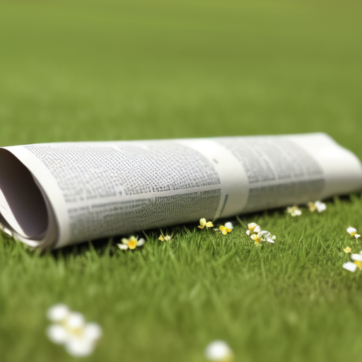 Journal posé dans l’herbe